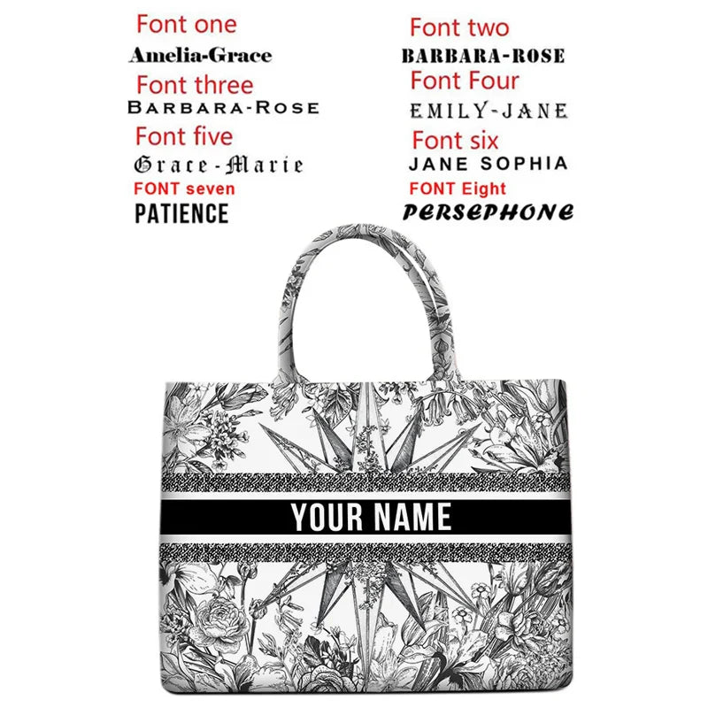 Personalized custom women's tote bag, canvas printed handbag, large capacity beach bag