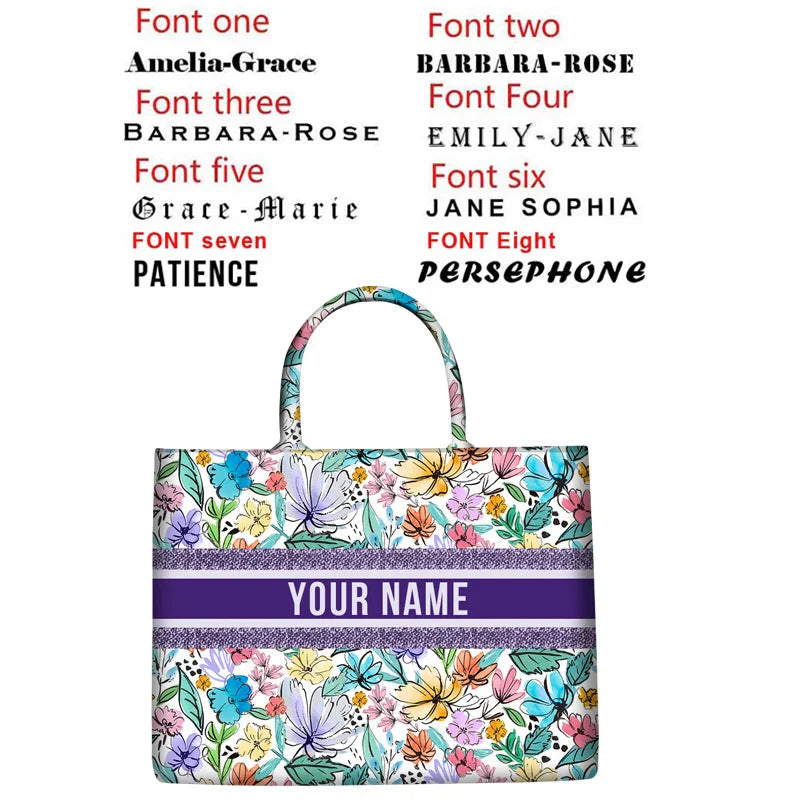 Personalized custom women's tote bag, canvas printed handbag, large capacity beach bag