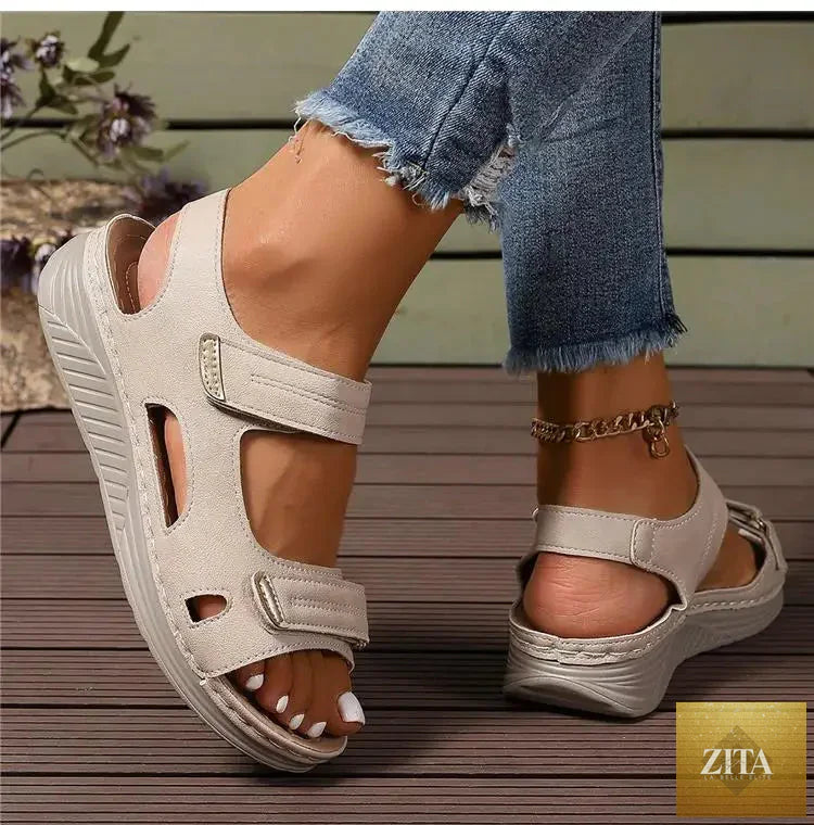 Women’s summer walking sandals with wedge heel and non-slip sole by SMinvite, LLC, featuring open-toe design and comfortable straps.