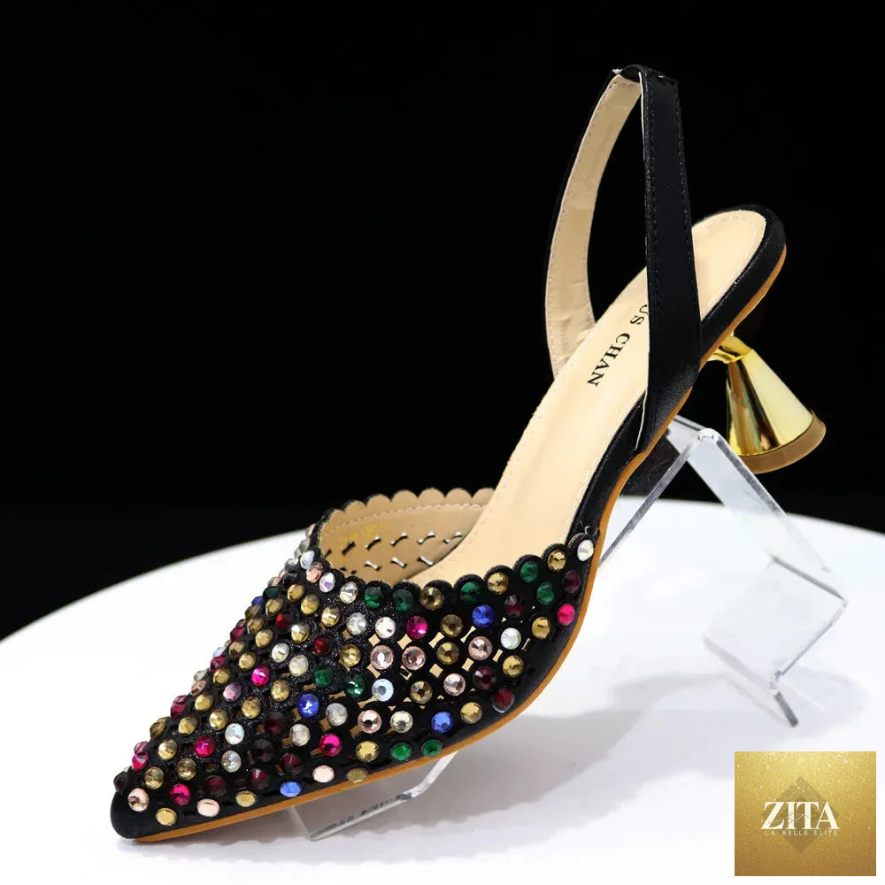 Luxurious diamond design shoes and matching bag set from EdleessFashion, featuring elegant detailing and sophisticated style.