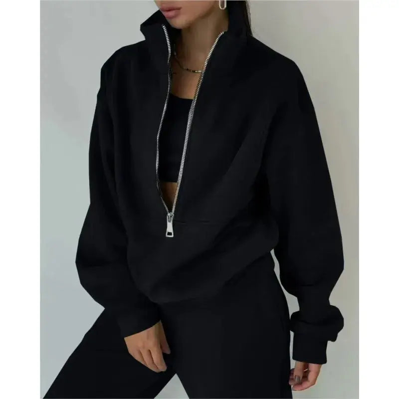 Tracksuit Set Stylish Autumn And Winter New Fashion Comfortable Warm Zipper Two-piece Sets For Sports Casual Women's Clothing ZITA LA BELLE ÉLITE
