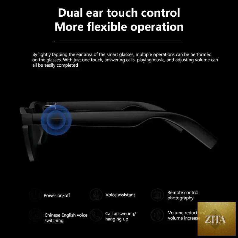 Lenovo Smart Glasses with touch control, 8K HD camera, Bluetooth, voice assistant, and AI translation on sleek modern eyewear