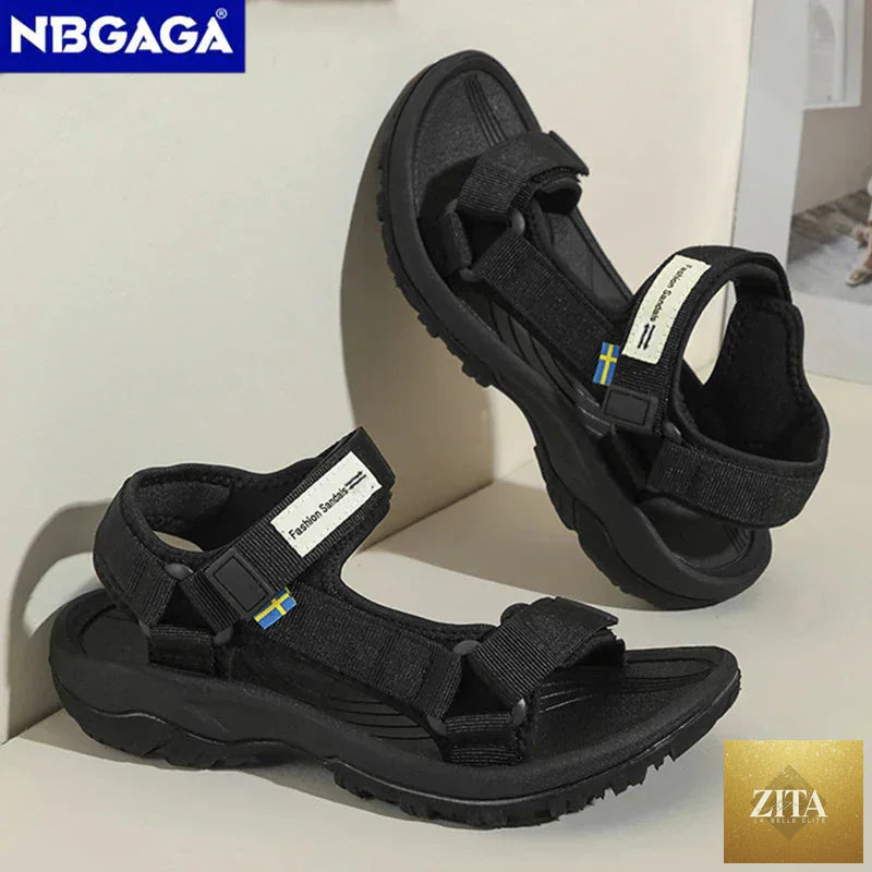 LadyShow.Store classic summer flat women's beach sandals, casual outdoor shoes with simple design and comfortable flat soles.