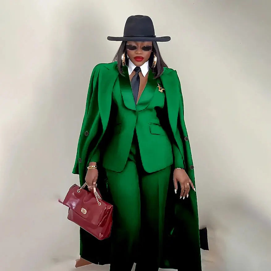 Modern Women's Suit New 3 Piece Pants Sets Blazer+Trousers+Overcoat Office Commute Elegant Style Banquet Dinner Formal Wear ZITA LA BELLE ÉLITE