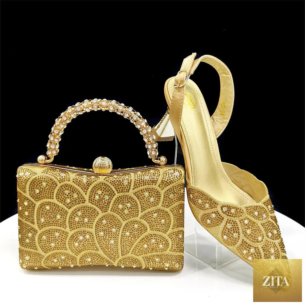 Luxurious Italian shoes and handbags set by EdleessFashion, featuring elegant footwear and stylish bags in classic design.