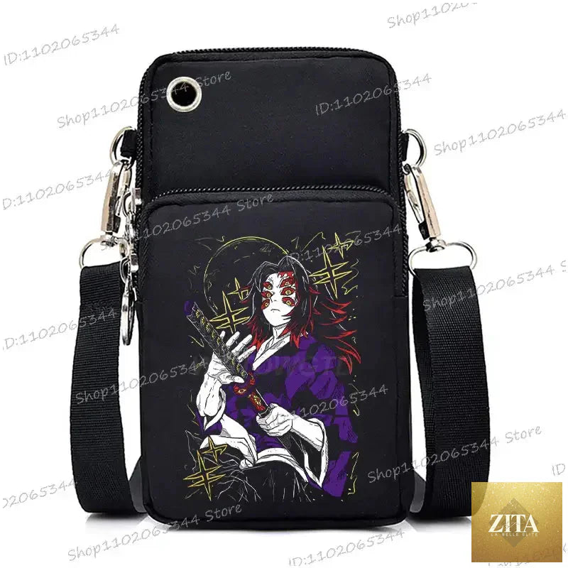 Demon Slayer Nezuko and Mitsuri themed crossbody purse backpack by Zita La Belle Elite featuring detailed character artwork.