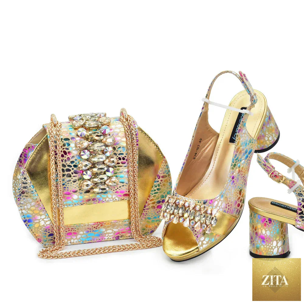 Elegant ladies shoes and matching bags set by EdleessFashion, featuring luxurious style and high-quality craftsmanship.
