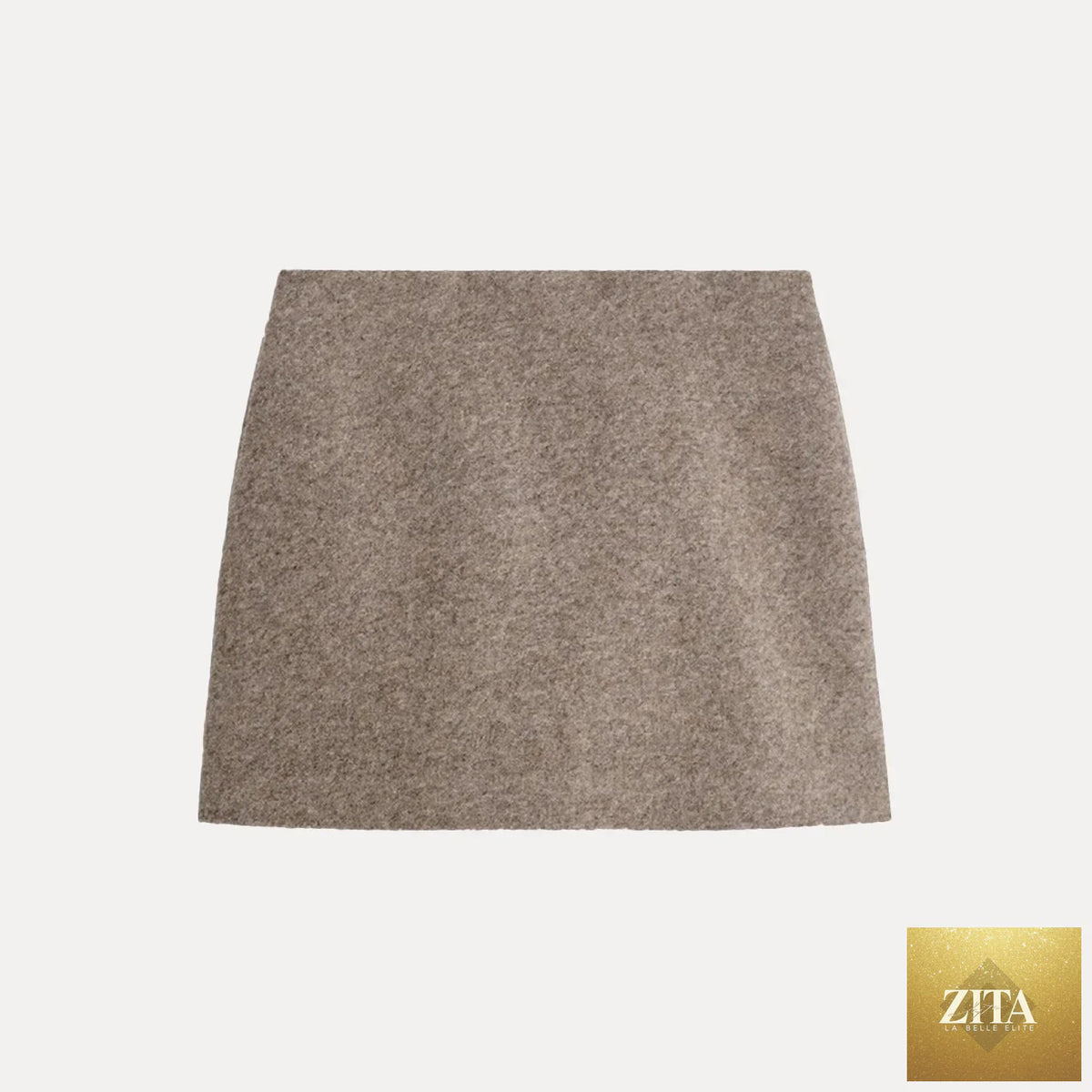 Women's brown A-line midi skirt by SHOMICOBOUTIQUE, featuring a flowing design and waistband detail.