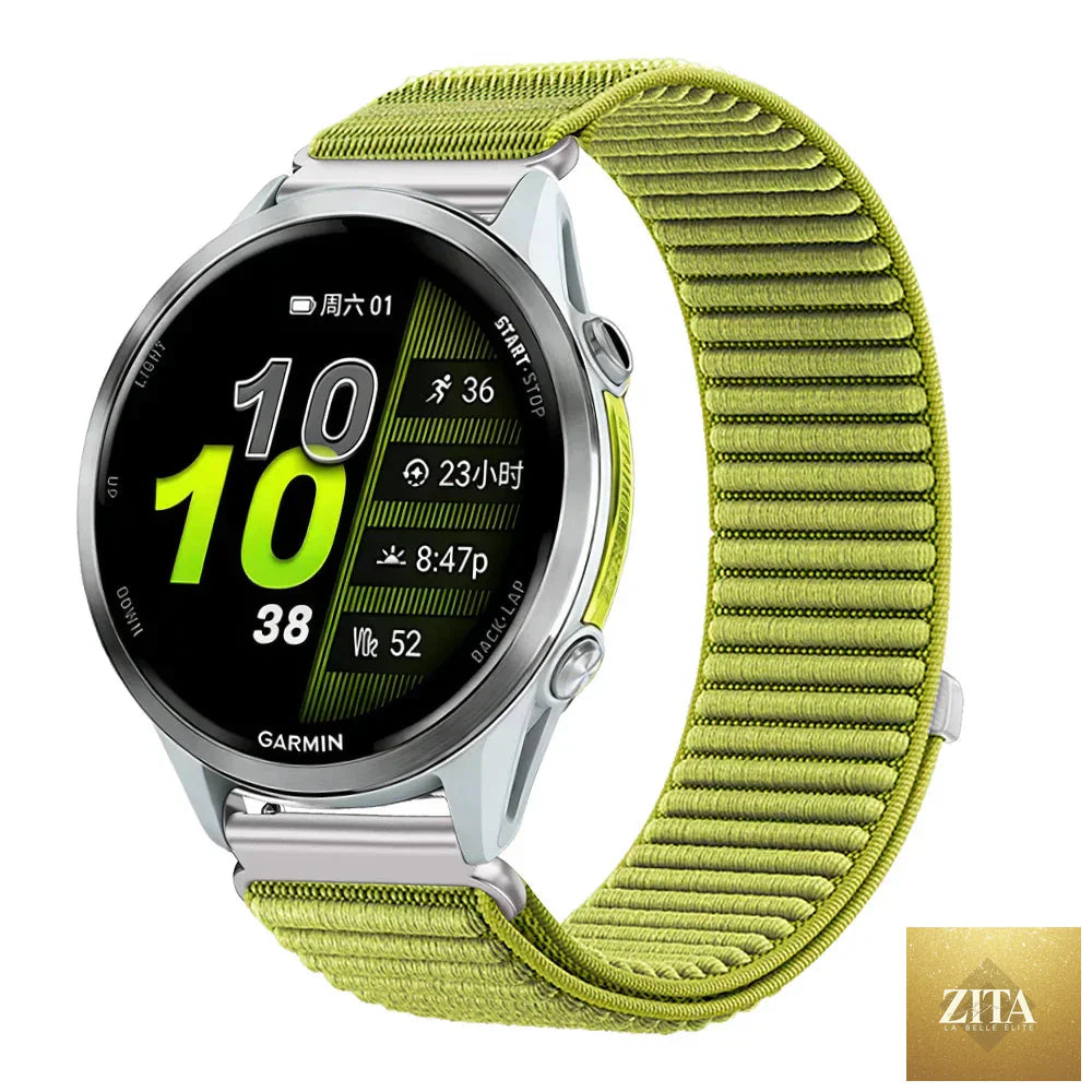 Breathable COROS nylon smartwatch band by BandsCo Straps fitting a COROS smartwatch, shown with adjustable strap and sleek design.