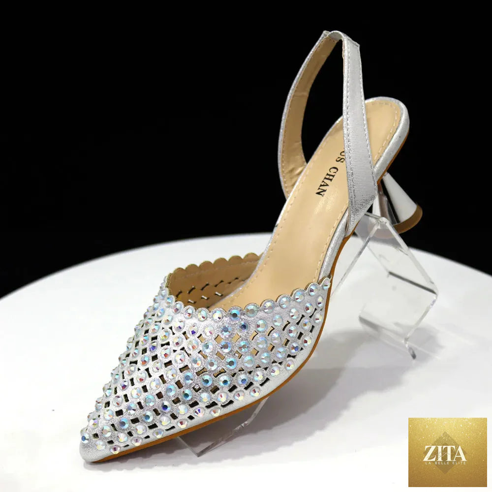 Elegant diamond design shoes and matching handbag set by EdleessFashion, showcasing luxurious style and intricate detailing.