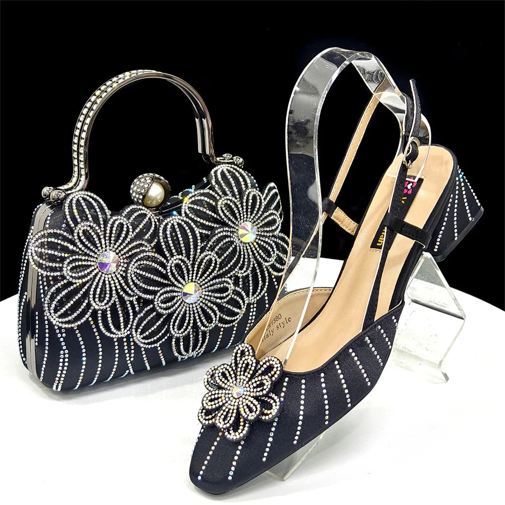 Elegant women's Italian fashion heels and clutch bag set by EdleessFashion, featuring luxurious design and stylish accessories.
