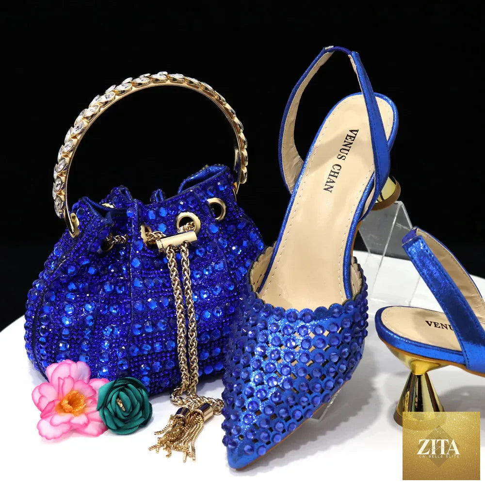 Luxurious diamond design shoes and matching bag set by EdleessFashion, featuring elegant detailing and upscale craftsmanship.