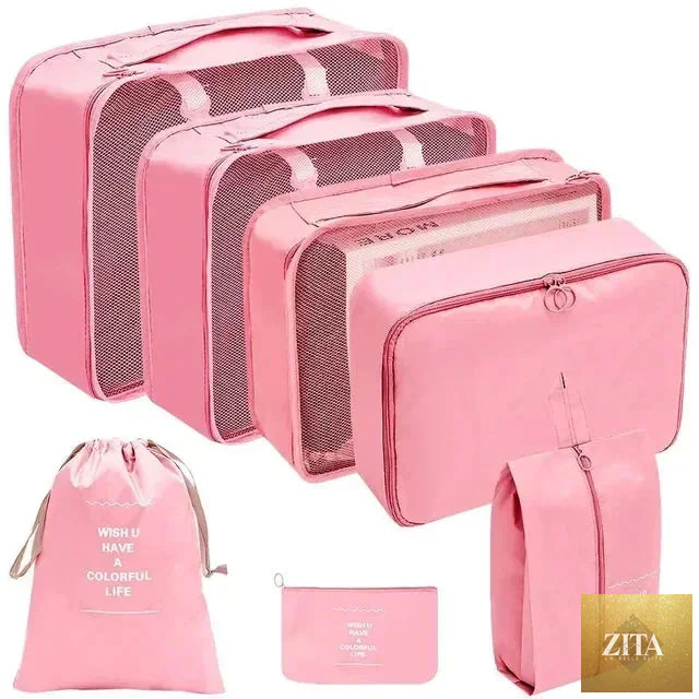 7/8/9/10-Pcs Travel Organizer Packing Cubes Set – Portable Luggage Storage Bags for Clothes, Shoes & Accessories