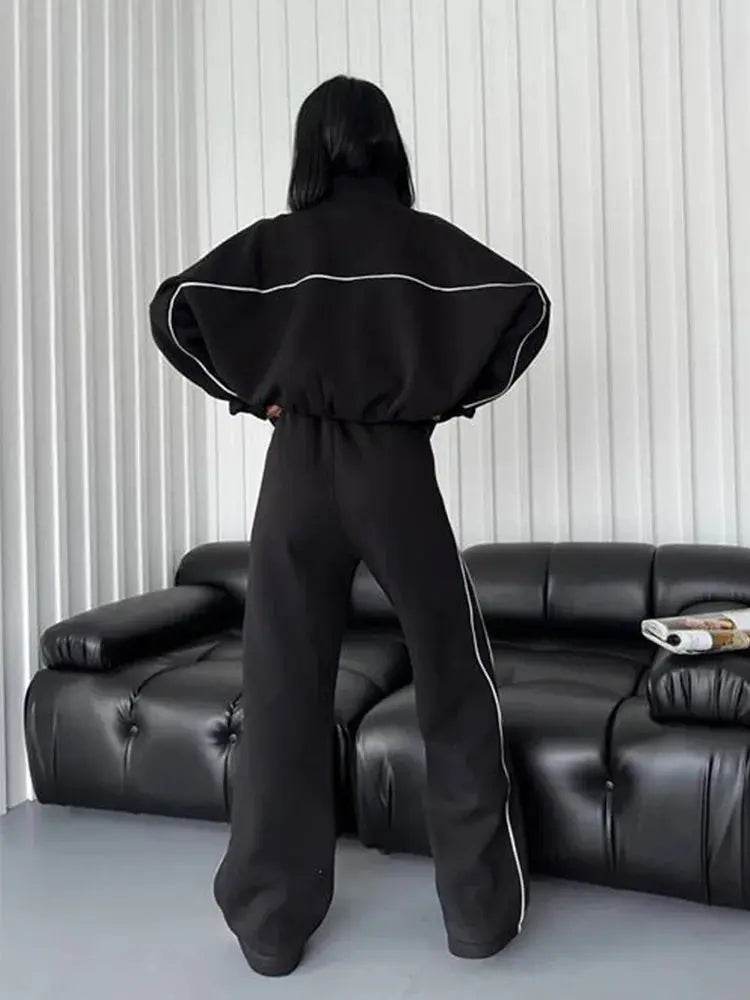 womens clothing 2 pieces set Casual Sports Suits Long Sleeved Half High Collar Cardigan Sweater Trouser Tracksuit Women Clothing ZITA LA BELLE ÉLITE