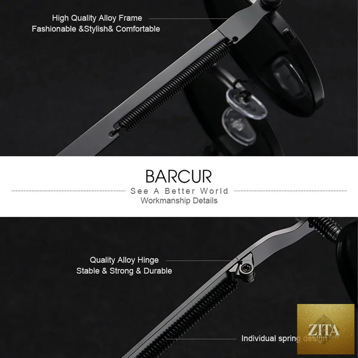 Stevvex BARCUR polarized round steampunk sunglasses with stainless steel frame, UV400 protection, spring hinges, vintage style for men and women.