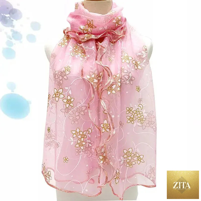 Lightweight silk women’s lace scarf with elegant print, ideal as a neckerchief or shawl, from Trendy Attic Store01.