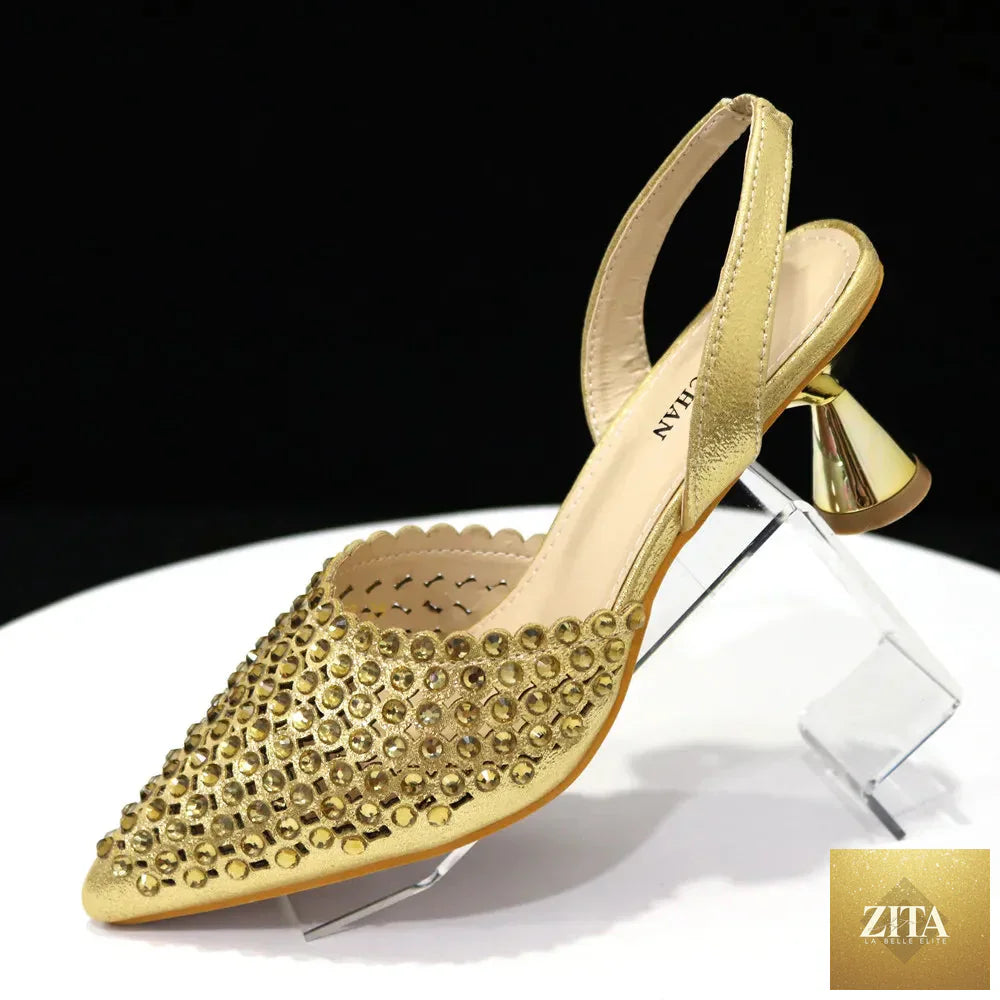 Luxurious diamond design shoes and matching bag set by EdleessFashion, featuring elegant craftsmanship and sparkling details.