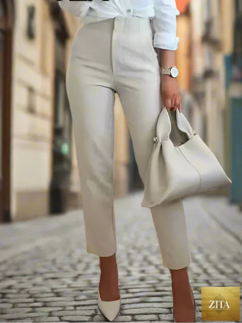 Women’s high waist slim casual trousers by Zita La Belle Elite, showcasing a tailored fit and stylish design.