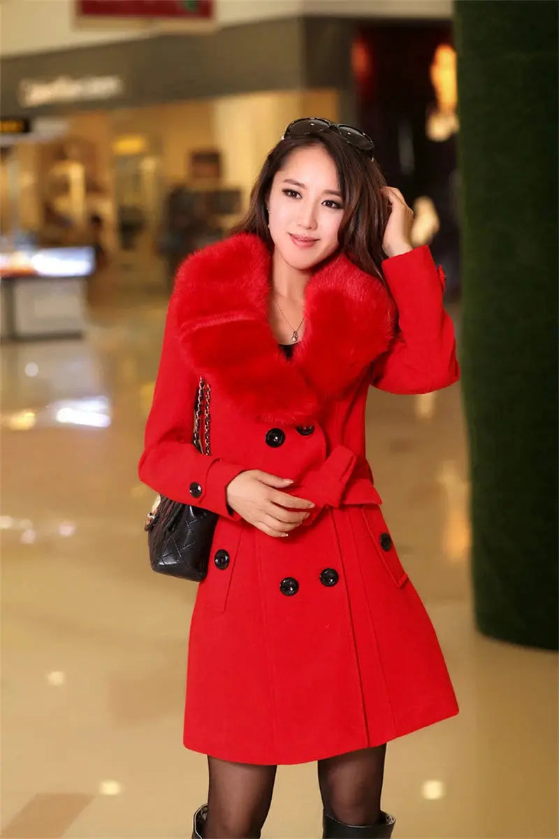 Korean Fashion Women Casual Loose Woolen Coat Elegant and Chic Solid Outerwear Long Overcoat with Belted Female Warm Cloak ZITA LA BELLE ÉLITE