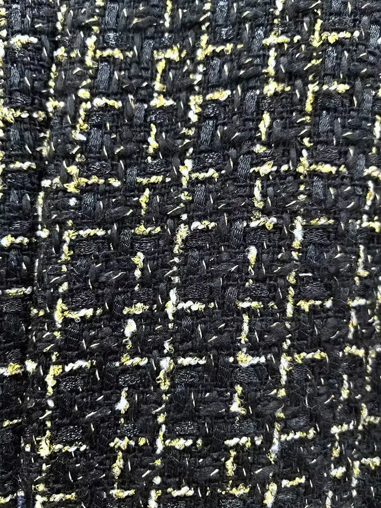 MoaaYina Winter Gray Black Coat With Grid Pattern And Double Breasted Lace Up Coat With Fungus Edge S-4XL ZITA LA BELLE ÉLITE