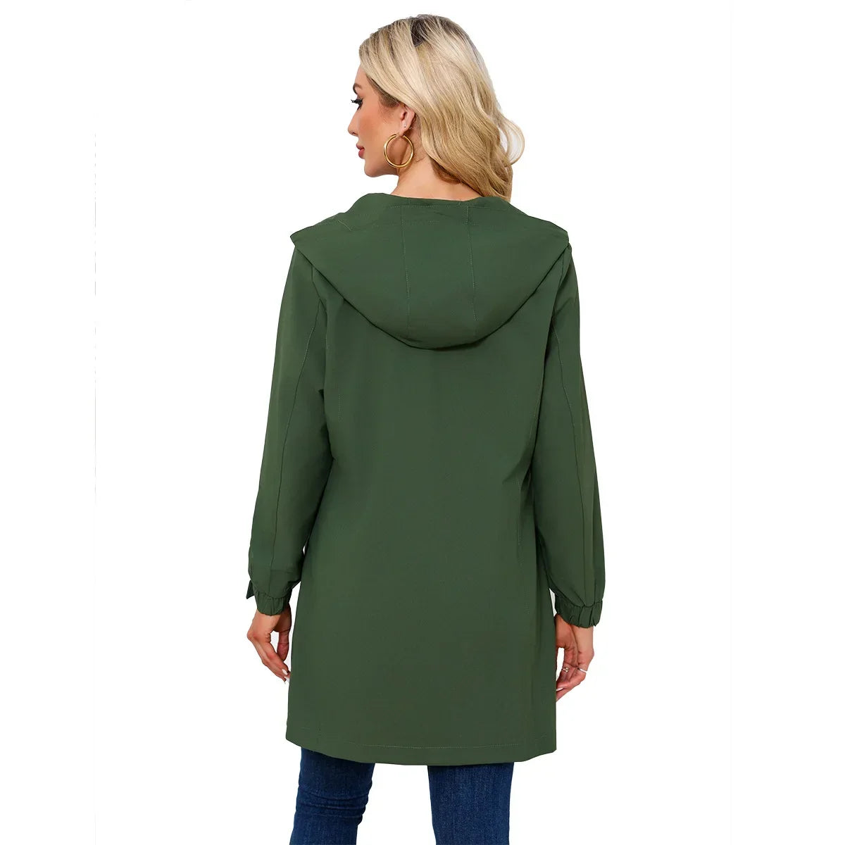 Spring Women's Hooded Long Jacket, Size S-3XL