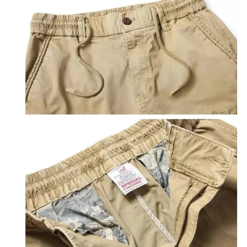 Mandotos Cargo Pants for Men Cotton Full Length Tactical Military Cargo Trousers Gray