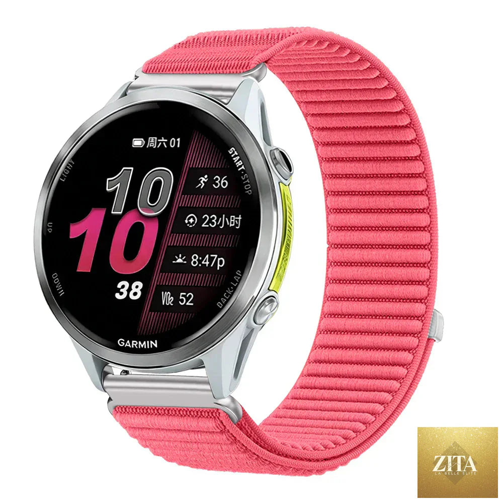 Coros Nylon smartwatch band by BandsCo Straps, breathable and durable strap for Coros smartwatches, shown in black with textured surface.