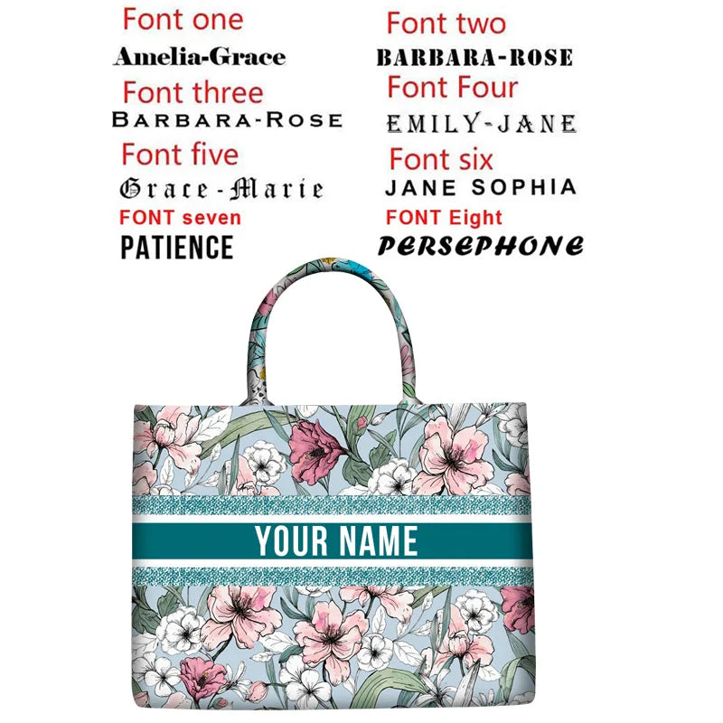 Personalized custom women's tote bag, canvas printed handbag, large capacity beach bag
