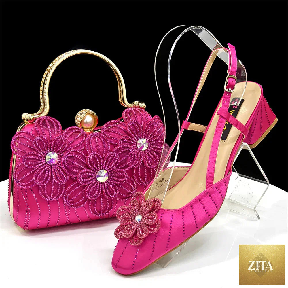 Elegant Italian fashion women's heels and clutch bag set by EdleessFashion, featuring luxurious shoes and matching clutch for sophisticated style.