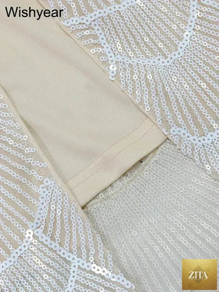 Elegant Femstylo women's backless sequin mermaid long dress with spaghetti straps, perfect for evening, wedding, or party events.
