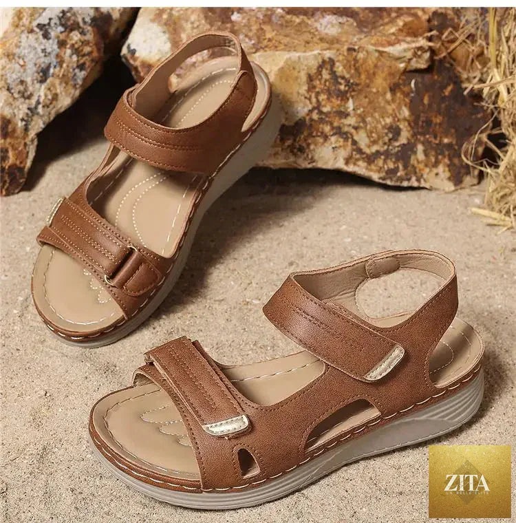 Women’s summer walking sandals with wedge heel and non-slip sole, stylish anti-slip sandal shoes by SMinvite, LLC.