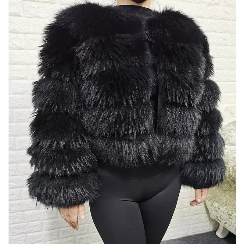 MAOMAOKONG Super Hot Winter Women Luxury Thick Real Raccoon Fur Coat Natural Fox Fur Jacket Plus Size Furry Jackets Female Vest ZITA LA BELLE ÉLITE