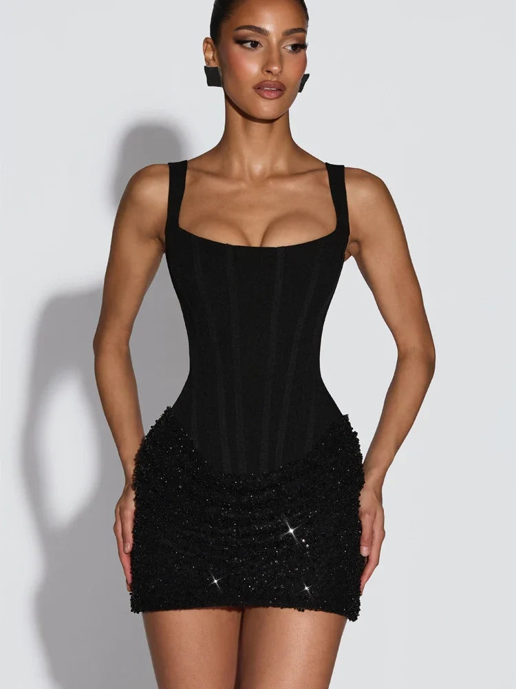 Solid pleated strapless women's dress by FLIPSTYLEZLLC featuring a backless, off-shoulder design with high waist and side slit for summer evenings.