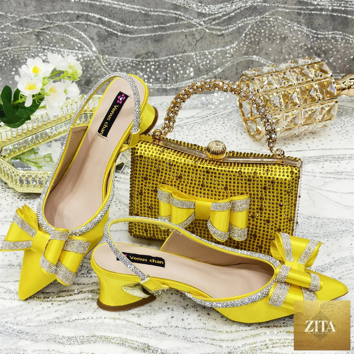 Elegant Italian ladies shoes with matching bag set by EdleessFashion, featuring luxurious design and stylish accessories.