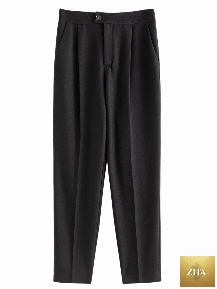 Women’s tapered nine-point pants by nowadaysfashion, straight loose casual suit pants, stylish and versatile for everyday wear.