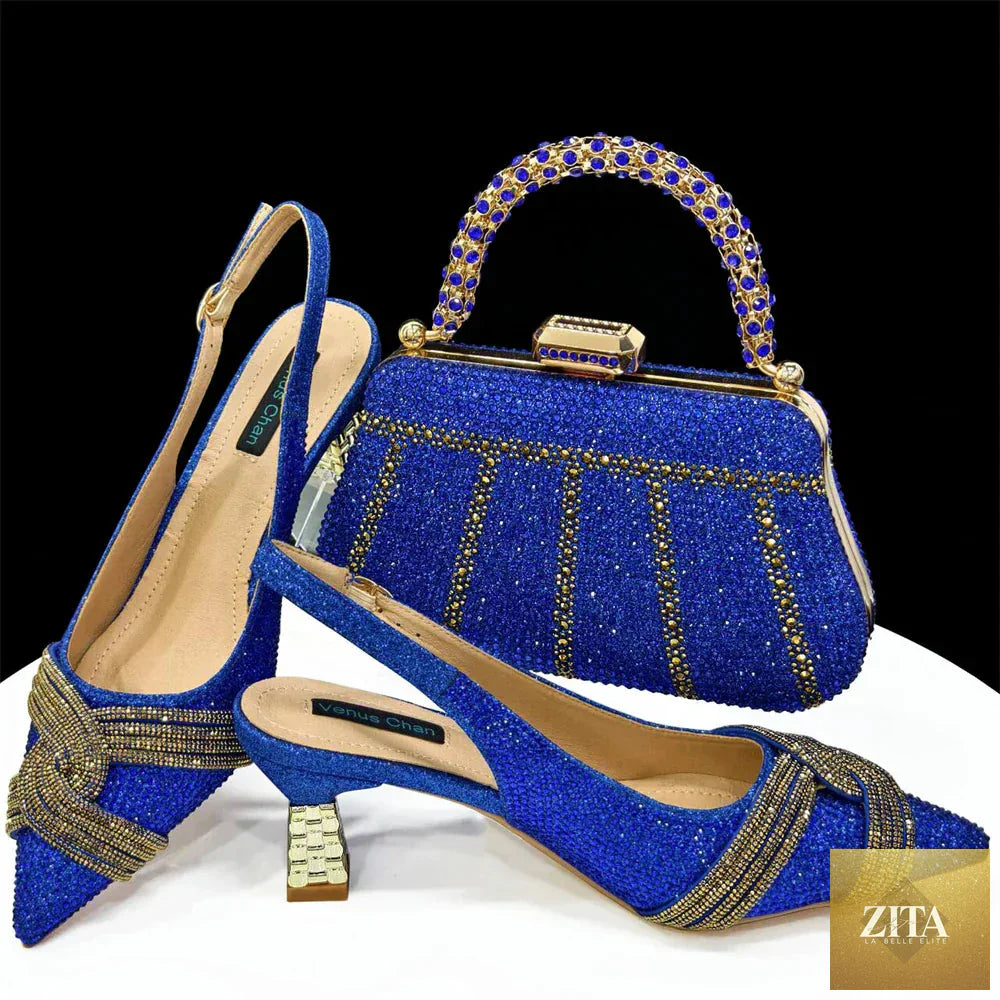 Elegant Italian style shoes and matching bag set by EdleessFashion, featuring luxurious design and sophisticated detailing.