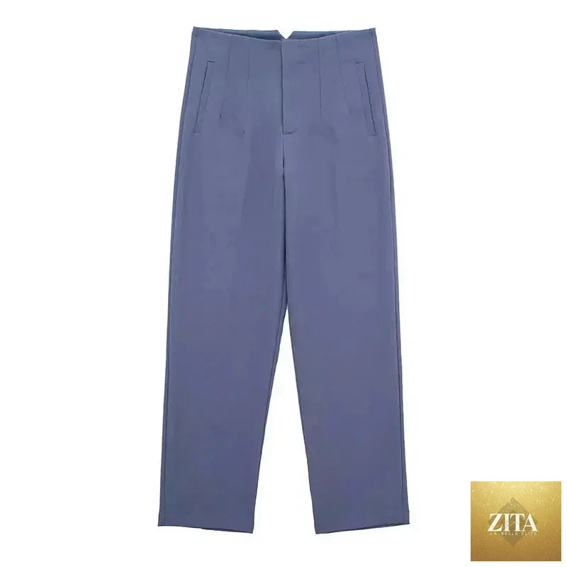 Women’s high waist slim casual trousers by Zita La Belle Elite, showing the tailored fit and sleek design in a neutral color.