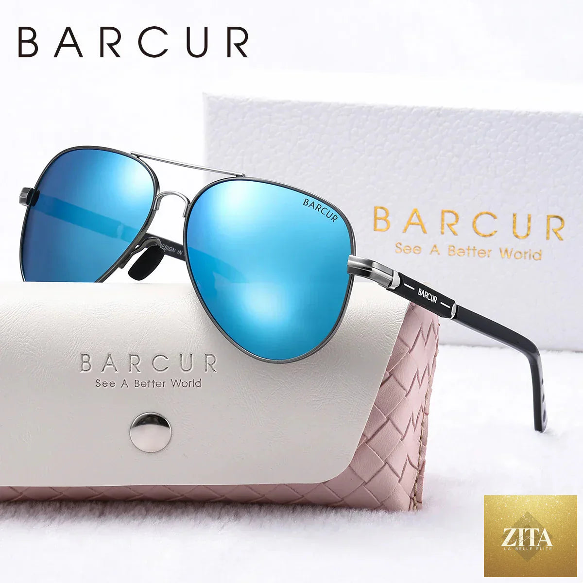 Stevvex BARCUR oversized polarized sunglasses for women with elliptical metal frame and UV400 protection, trendy summer eyewear.