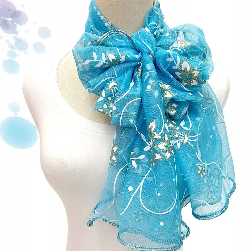 Lace Scarf Lightweight Elegant Print Silk Neckerchief Shawl Wraps