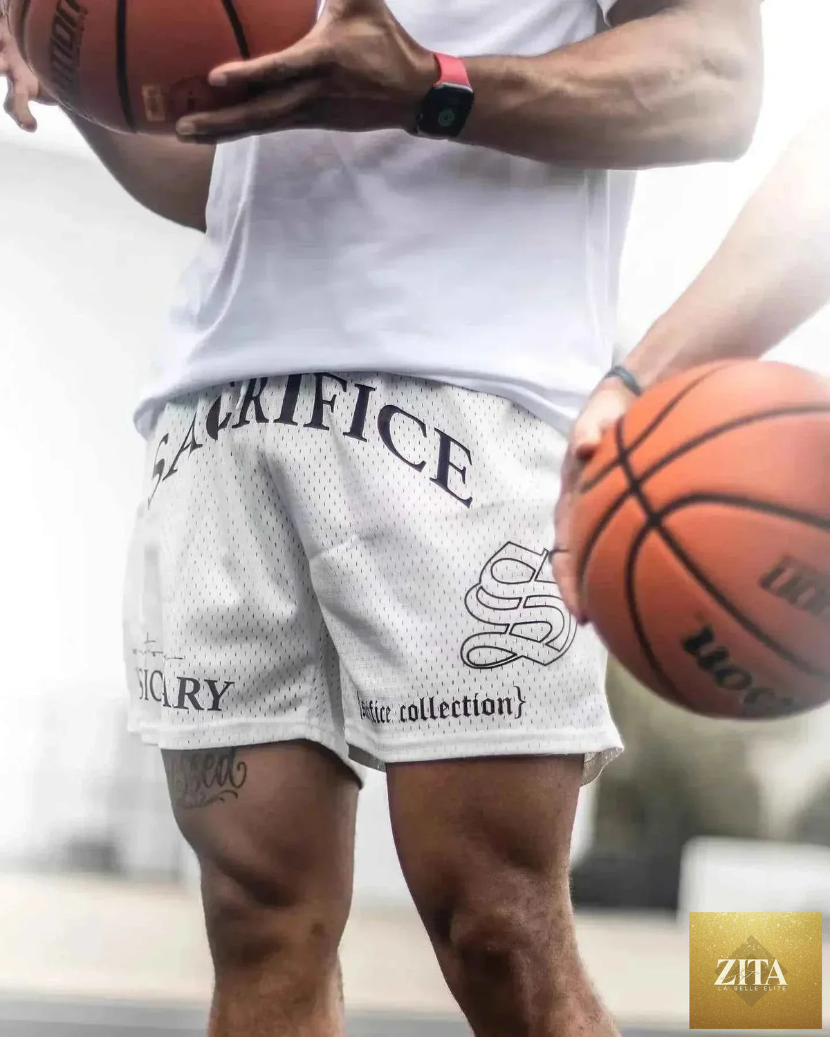 American style men's basketball shorts by Zita La Belle Elite, quick-drying athletic shorts for active wear.