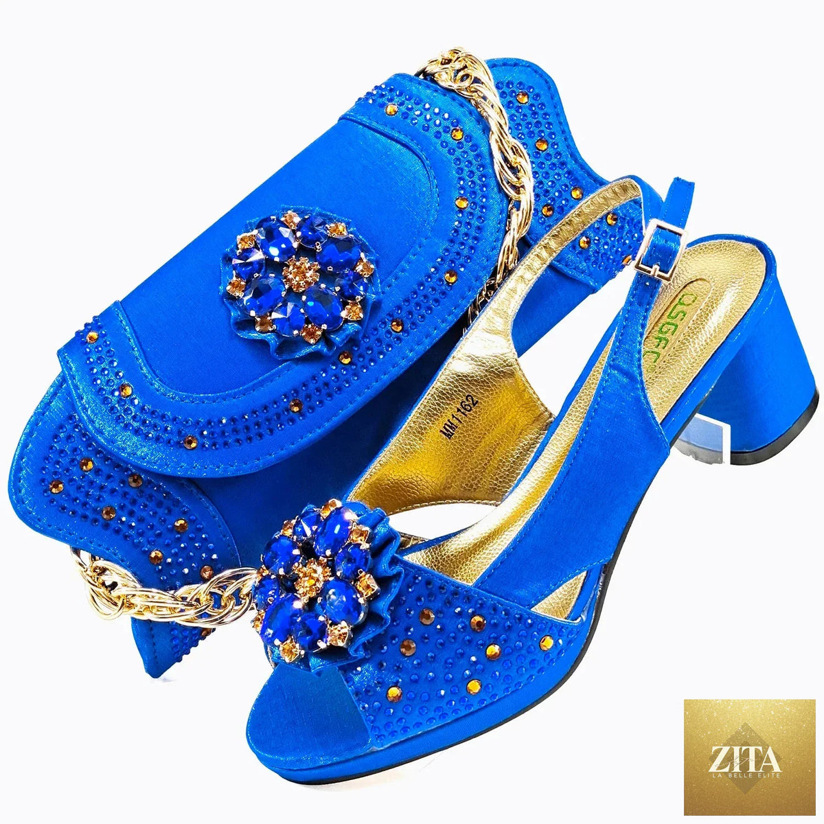 Elegant wedding shoes and matching bag set by EdleessFashion, featuring luxurious design and intricate detailing.