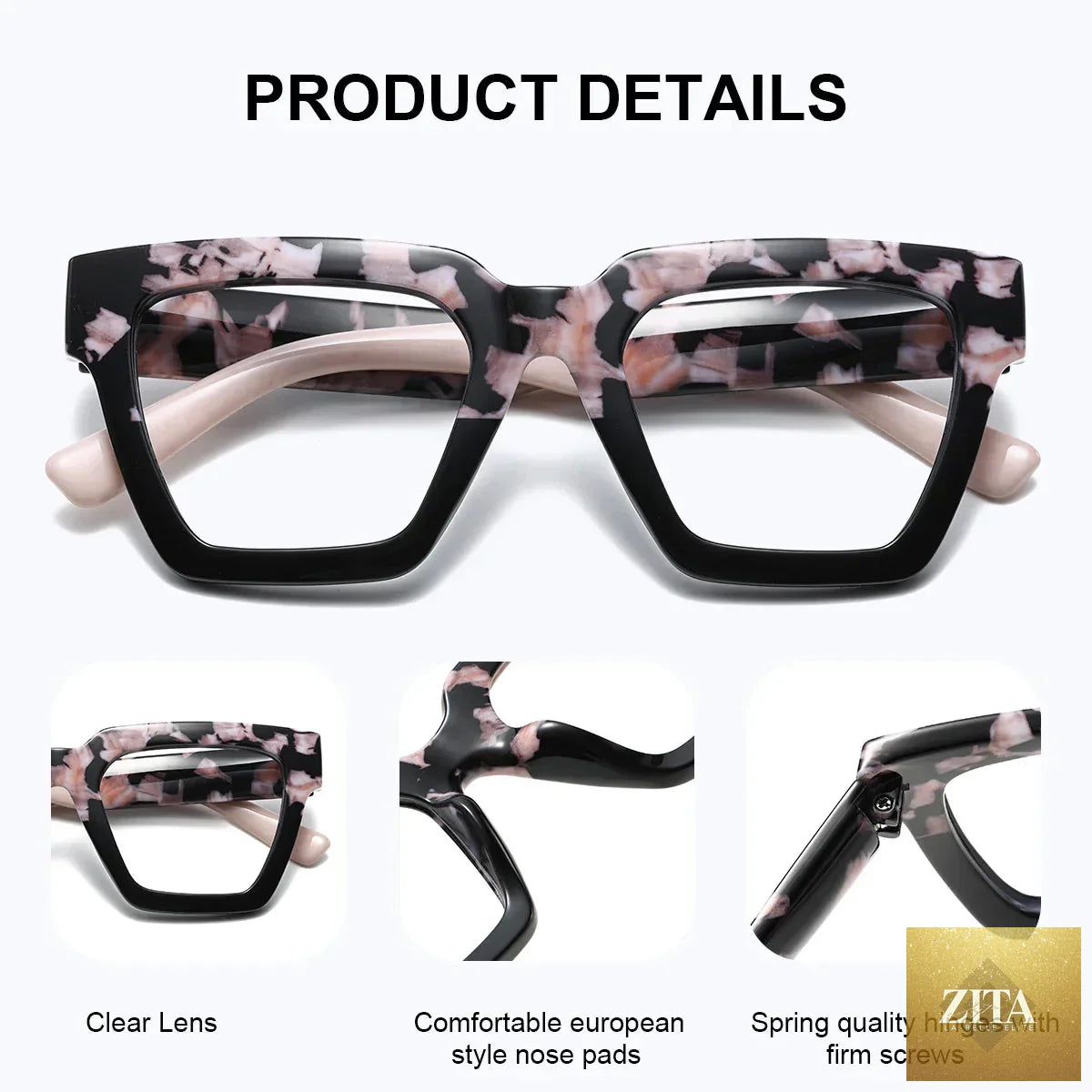 Stevvex pink fashionable square reading glasses with thick frames, lightweight blue light blocking eyewear for women and men.