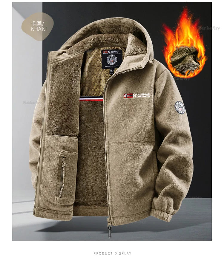 Maxbarley Winter Sportswear Set Mens Retro Training Thick Fleece Jacket + Pants Two Piece Set Casual Ski Running Tracksuit Suit ZITA LA BELLE ÉLITE