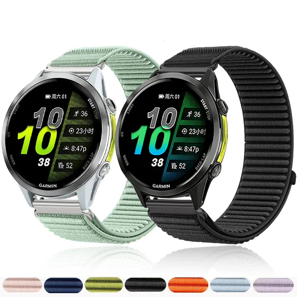 Coros nylon breathable watch band on a smartwach, designed for COROS smartwatches, with a lightweight and comfortable fit.