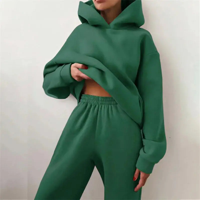 Women's Tracksuit Suit Autumn Fashion Warm Hoodie Sweatshirts Two Pieces Oversized Solid Casual Hoody Pullovers Long Pant Sets ZITA LA BELLE ÉLITE