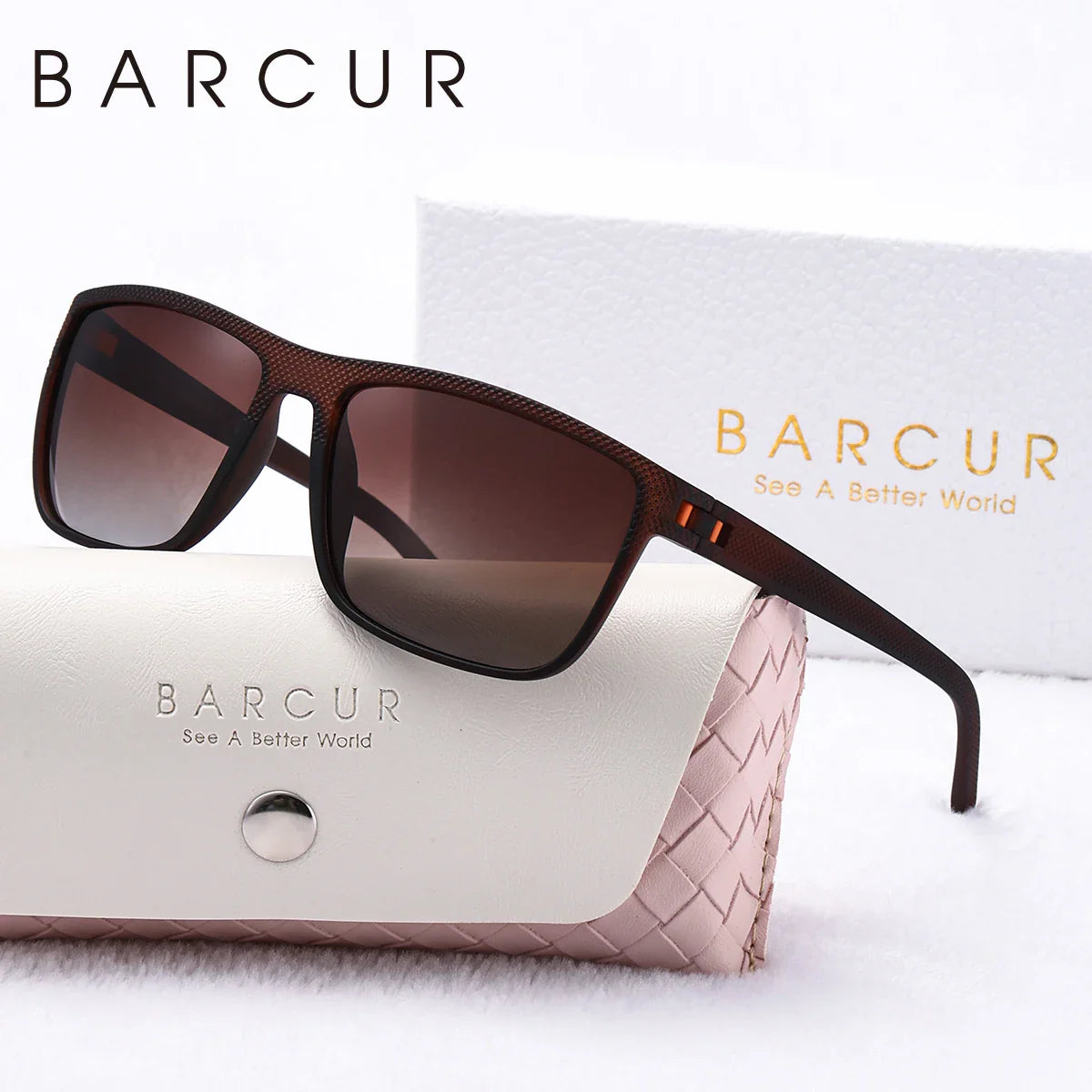 Stevvex BARCUR trendy white and pink polarized sunglasses for women, lightweight square PC eyewear with UVA and UVB protection.