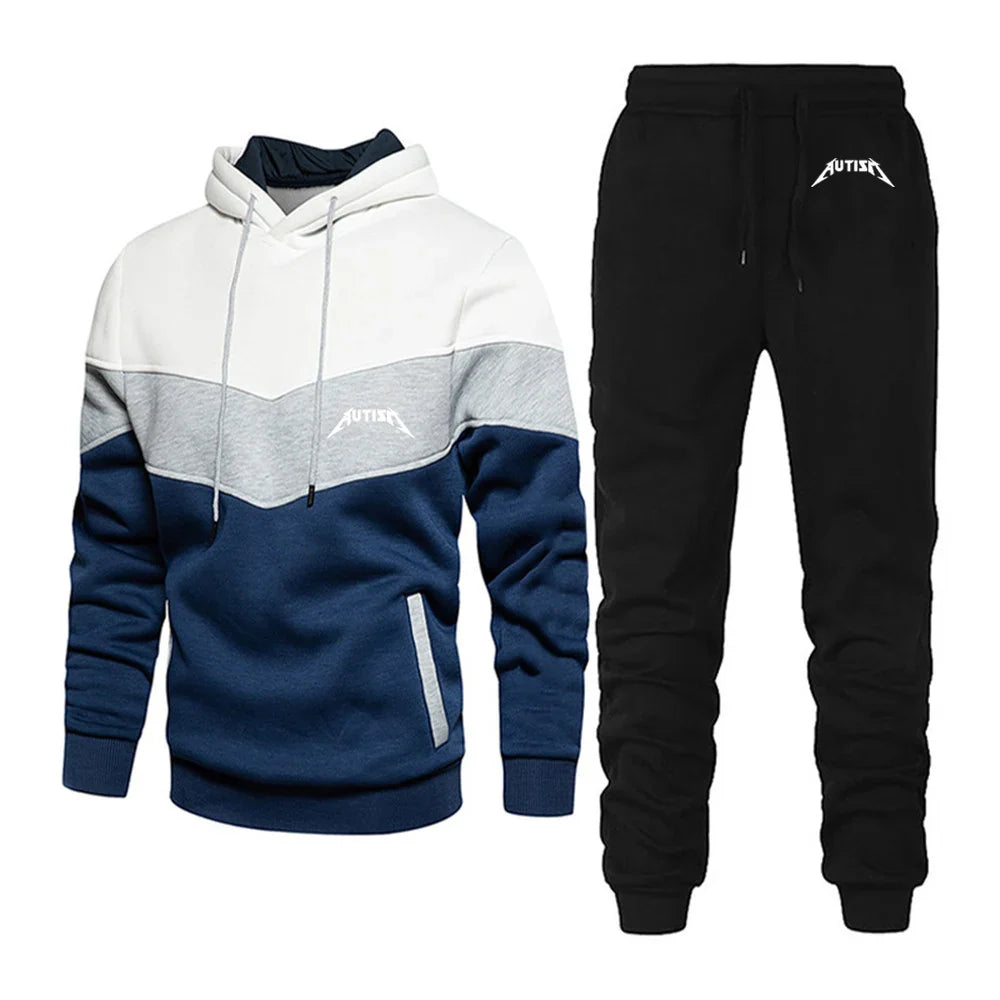 Spring Autumn Men's High Quality Long Sleeve Hooded + Leisure Pants
