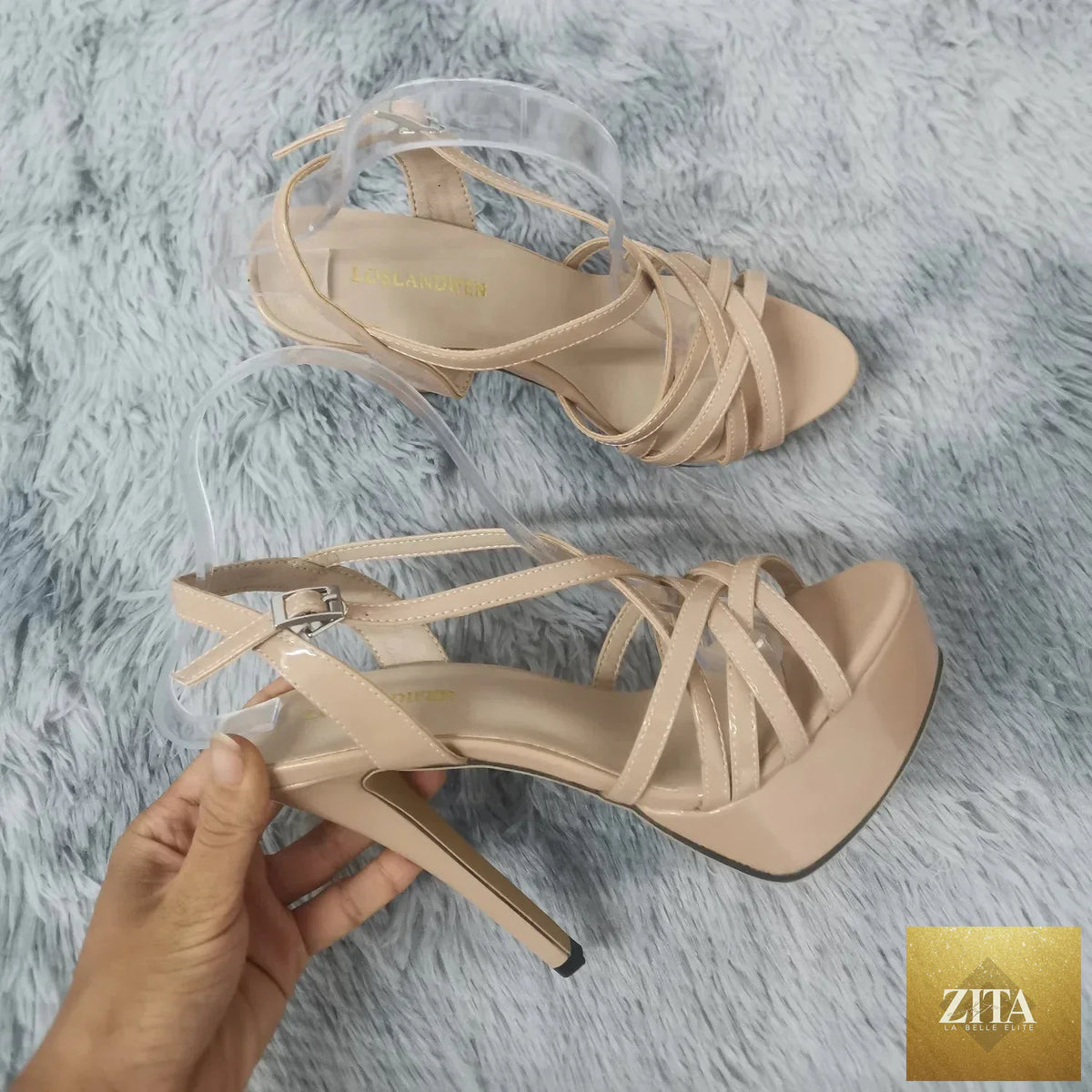 Women’s sexy platform high heel sandals with ankle straps from SMinvite, LLC, featuring stylish design and open-toe style.