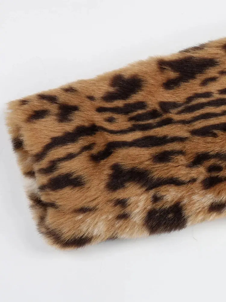 Nerazzurri Winter Long Loose Luxury Thick Warm Soft Fluffy Leopard Print Faux Fur Coat Women Lapel Runway European Fashion 2022 ZITA LA BELLE ÉLITE