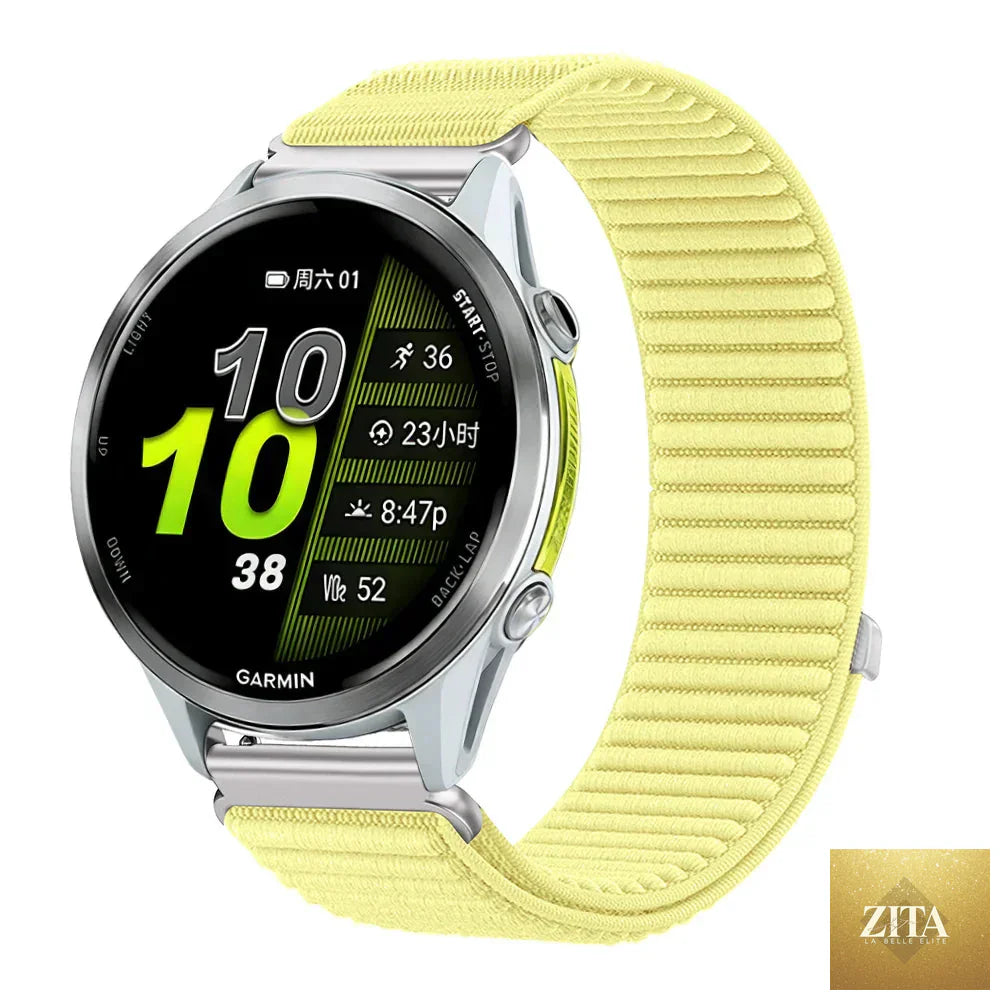 Breathable COROS Nylon watch band for COROS smartwatch, stylish and comfortable strap by BandsCo Straps, shown in black.
